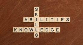 Crossword puzzle with words Skills, abilities, knowledge. Learning concept.